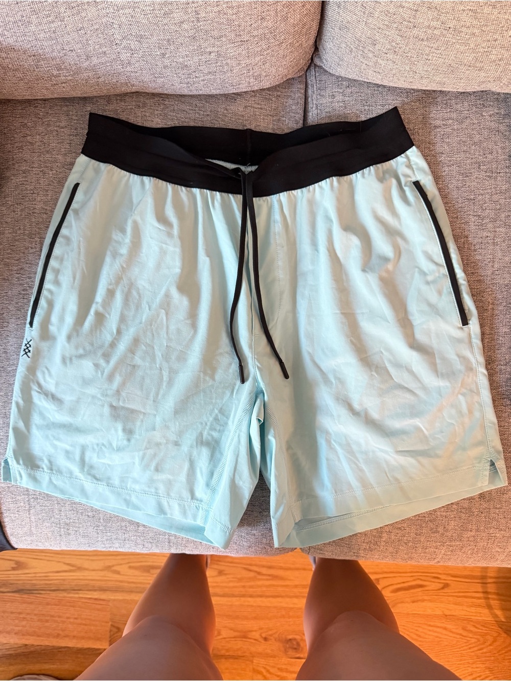 RHONE Mint Athletic Shorts with Black Waistband - Size M